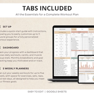 Workout Planner Google Sheets, Exercise Tracker, Weight Loss Tracker, Gym Checklist, Weightlifting Training Log, Fitness Tracker Spreadsheet