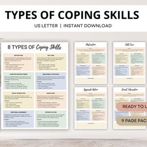 8 Types of Coping Skills Toolkit for Emotional Regulation, Coping Strategies for PTSD, Anxiety Relief, Self Care Coping Skills Worksheets