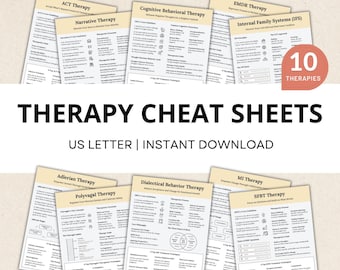 Therapie Spickzettel Bündel, Modalitäten Referenzhandbücher, für CBT, DBT, EMDR, IFs, Klinische Notizen, Psychologisch-Psychologische Werkzeuge, Therapeutische Eingriffe