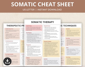 Somatic Therapy Cheat Sheets, Somatic Awareness & Experience, Emotional Regulation, Somatic Healing Exercises, Somatic Treatment Resource