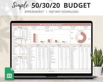 50/30/20 Monthly Budget Google Sheets, Paycheck Budget Tracker, 70/20/10 Budget Template, Weekly Budget, Monthly Budget Planner Spreadsheet