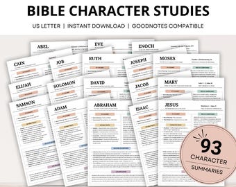 Bible Character Study Guide, Bible Study Notes, 93 Bible Character Summaries, Women of Faith, Old & New Testament Bible Study Planning Tool