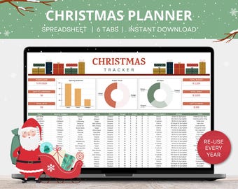 Christmas Planner Google Sheets, Xmas Budget Planner Template, Holiday Card List, Task To Do Checklist, Christmas Gift Tracker Spreadsheet