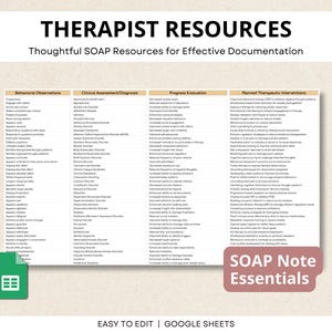 SOAP Note Template, Therapy Progress Notes, SOAP Note Guide, Therapist ...