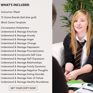 School Counseling Dice Game for Teens, Youth Group Therapy Game, Therapeutic Table Talk Questions for Anxiety, Depression, Emotions, Anger