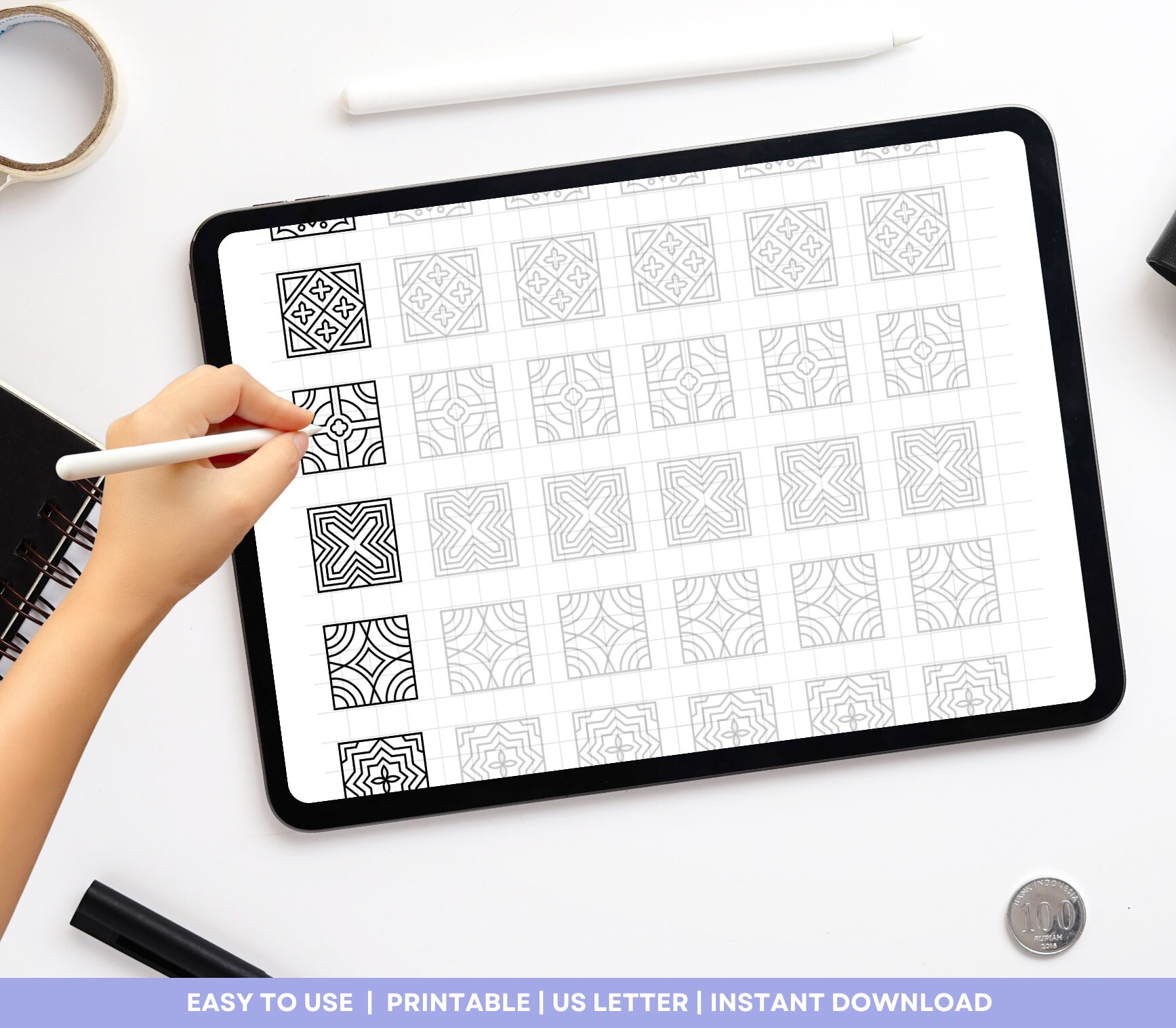 Square Mandala Practice Sheets, Mandala Training Patterns, Mandala ...