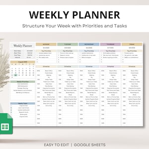 ADHD-friendly weekly time blocking planner and daily schedule tracker. Printable spreadsheet for organizing tasks and managing time.