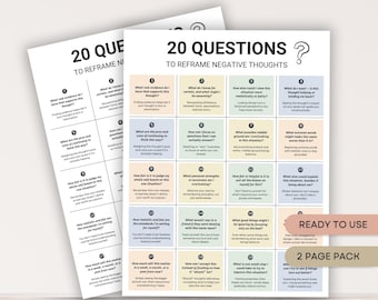 20 questions pour recadrer les pensées négatives, remettre en cause les pensées anxieuses, changer les croyances négatives, éviter l'autosuggestion négative, aide au conseil