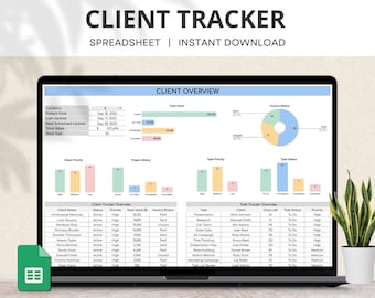 Client Tracker Google Sheets, Client Management Template, CRM Dashboard, Lead Tracker,  Customer Log, Task To Do, Small Business Spreadsheet