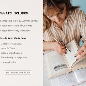 Bible Character Study Guide, Bible Study Notes, 93 Bible Character Summaries, Women of Faith, Old & New Testament Bible Study Planning Tool
