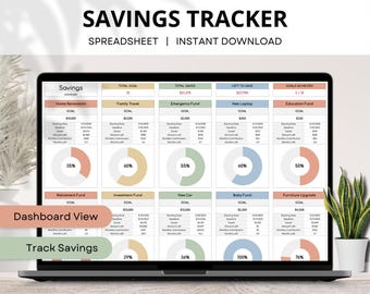 Smart Savings Tracker Spreadsheet, Sinking Fund Planner Template, Savings Challenge, Savings Calculator, Personal Finance, Savings Dashboard