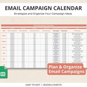 Email Spreadsheet Email Marketing Google Sheets, Email Marketing Planner, Email Calendar ...