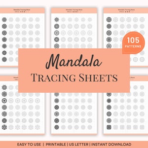 Mandala-oefenbladen, mandala-overtrekpatronen, mandala kunsttherapie, mandala-oefenbladen, eenvoudige mandala-patronen leren tekenen