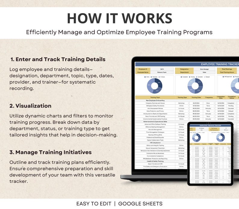 Hr Training Program Matrix Employee Training Planner & Tracker Google Sheets, Employee Training ...