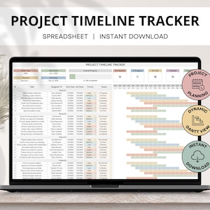 Project Timeline Tracker Spreadsheet,  Project Gantt Chart Template, Project Management, Project Planner, To Do Task Timeline Google Sheet