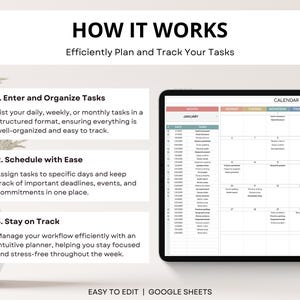Smart Calendar Spreadsheet, Annual Calendar, Daily Schedule, Weekly Calendar, ADHD Friendly Monthly Planner, Monthly Calendar Google Sheets