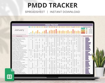 PMDD Symptoms Tracker Google Sheets, PMDD Awareness, Premenstrual Dysphoric Disorder, Monthly Symptom Diary, Daily PMDD Tracker Spreadsheet