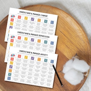 School Counseling Dice Game for Teens, Youth Group Therapy Game, Therapeutic Table Talk Questions for Anxiety, Depression, Emotions, Anger