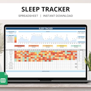 Google-spreadsheet slaaptracker, maandelijks slaaplogboek, slaapanalyse, slaapdagboek, slapeloosheidstracker, slaapkwaliteitstabel, slaapplanner-spreadsheet