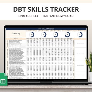 DBT Skills Tracker Google Sheet, DBT-Tagebuchkarte, Dialektische Verhaltenstherapie, DBT-Skills-Trainingstool, DBT-Therapie, DBT-Skills-Tabelle