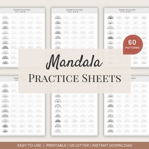 Feuilles d'exercices pour mandalas, Modèles d'entraînement pour mandalas, Art-thérapie mandalas, Feuilles d'exercices imprimables pour calquer les mandalas, Modèles de motif Zentangle