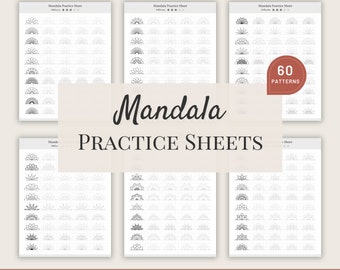 Hojas de práctica de Mandala, Patrones de entrenamiento de Mandala, Terapia de arte Mandala, Hojas de trabajo de rastreo de Mandala imprimibles, Plantillas de patrones Zentangle