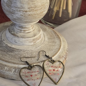 Valentine&#39;s Earrings, Dangle Resin Earrings, Heart Shaped Jewelry, Love Arrow Decals, Valentine&#39;s Day Gift for Wife, UV Resin Gifts,