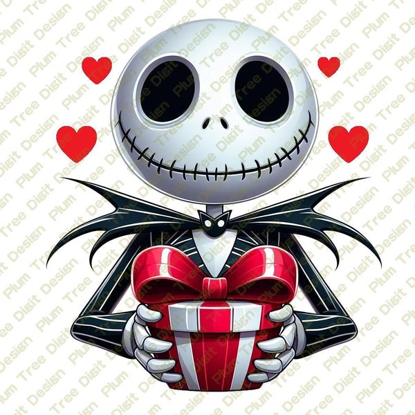 4 PNG of Jack Skellington | Transparent Background | Happy Valentine's day | Heart | Love | Printable | Digital | Instant Download