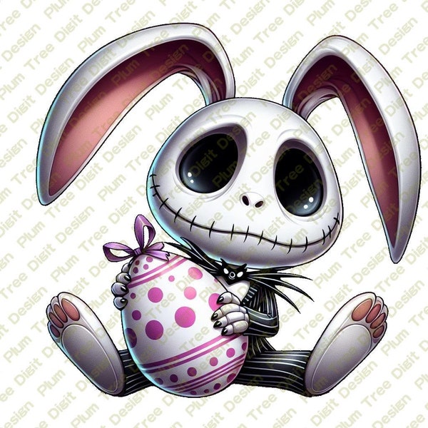 4 PNG Image of Happy Easter | Rabbit | Jack Skeleton | Transparent Background