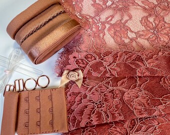 DIY Lingerie Kit – Stretch Lace Bralette & Panties Sewing Kit | S–XXL | Make Your Own Underwear Set | Lace,  Elastics and Hardware Kit