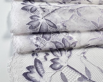 Lilac Botanical Vine Stretch Lace Trim | Two-Tone Floral Lace for Lingerie, Bralettes, Panties|  Sold by Yard | 23cm/9 inch wide
