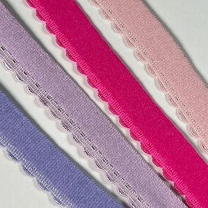 15 mm Scallop or Picot Elastic | Lingerie Elastic | 15 mm Scallop Elastic | Elastic for Lingerie | 5/8 or 15mm | Pink Tones