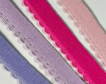 15 mm Scallop or Picot Elastic | Lingerie Elastic | 15 mm Scallop Elastic | Elastic for Lingerie | 5/8 or 15mm | Pink Tones