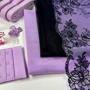 Bra Making Kit | Embroidered Tulle Lace Bra Kit | Bra Sewing Kit | Lilac Bra Kit | Bralette DYI Kit | Bra Kit | Lace and Mesh Bra Making Kit