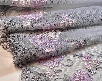 Embroidered Tulle Lace | Embroidery Lace | Lace trim by yard | Lace for Sewing | Lace for DIY Bra | Delicate non stretch/gentle stretch lace