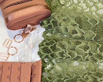 DIY Lingerie Kit – Stretch Lace Bralette & Panties Sewing Kit | S–XXL | Make Your Own Underwear Set | Lace,  Elastics and Hardware Kit