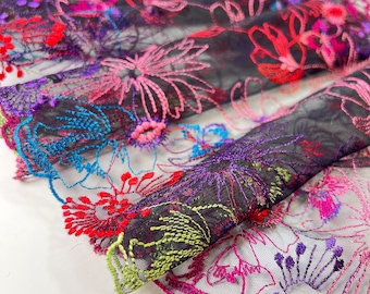 Embroidered Tulle Lace | Embroidery Lace | Lace trim by yard | Lace for Sewing | Lace for DIY Bra | Delicate non stretch/gentle stretch lace