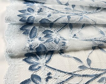 Botanical Vine Stretch Lace Trim | Two-Tone Floral Lace for Lingerie, Bralettes, Panties|  Sold by Yard | 23cm/9 inch wide