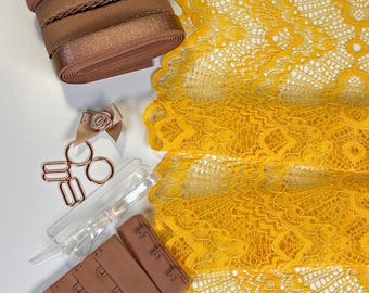 DIY Lingerie Kit – Stretch Lace Bralette & Panties Sewing Kit | S–XXL | Make Your Own Underwear Set | Lace,  Elastics and Hardware Kit