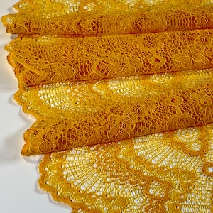 Vibrant Golden Yellow  - Premium Nylon Stretch Lace by the Yard - Warm Yellow Stretch Lace for DIY Bra Sewing Projects | 21 cm/ 8.5inch wide