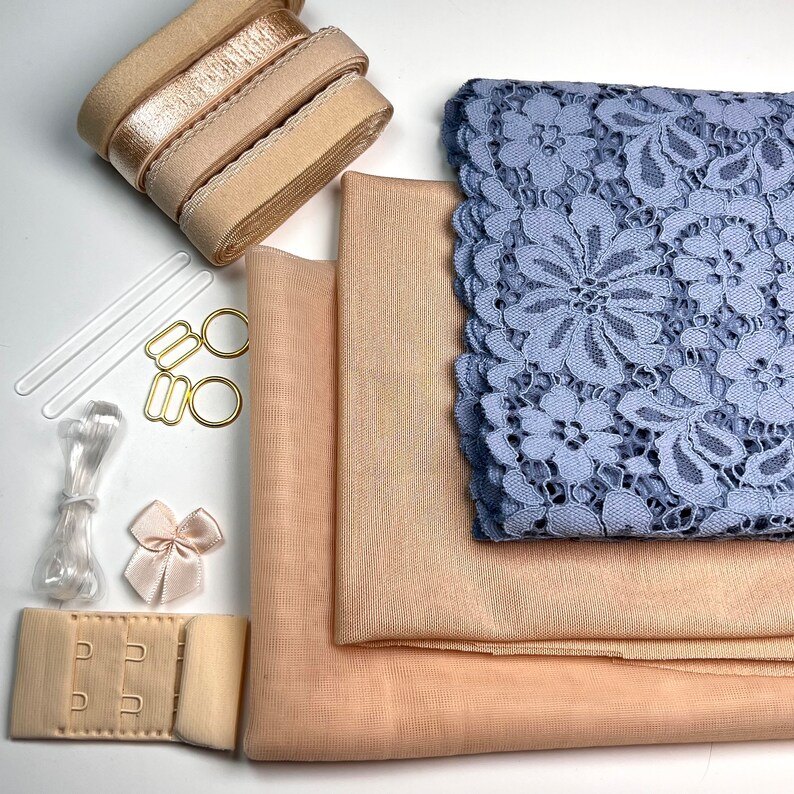 Bra Making Kit Stretch Lace Bra Kit Bra Sewing Kit Beige Base Bra Kit