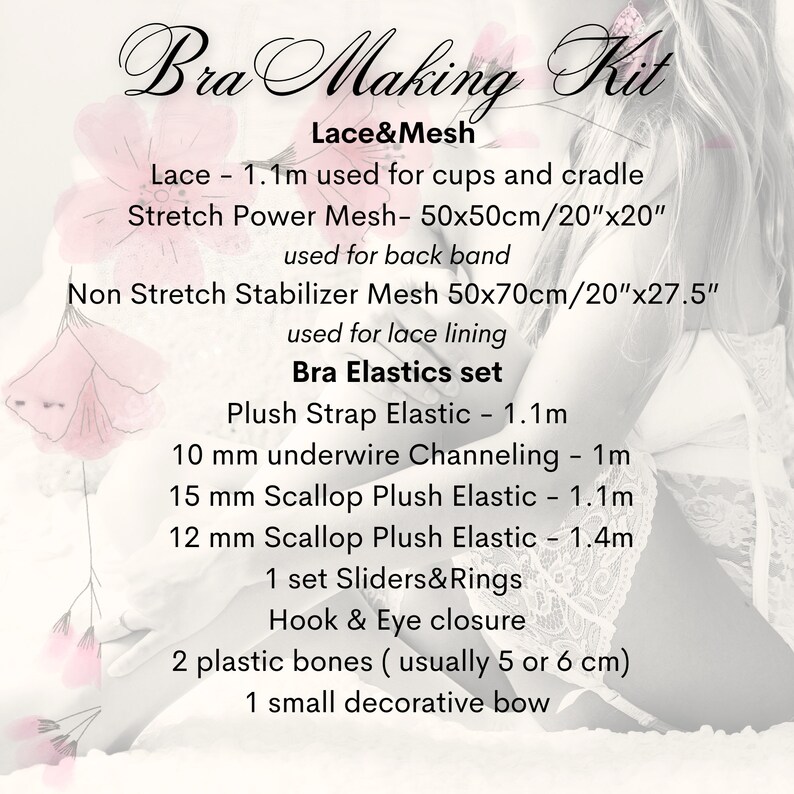 Bra Making Kit Embroidered Tulle Lace Bra Kit Bra Sewing Kit Beige Bra