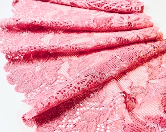 Stretch Lace | Delicate Lace | Lace trim by yard | Lace for Sewing | Lace for DIY Bra | Stretch Lace Trim | 7.5 inches | 19 cm wide lace