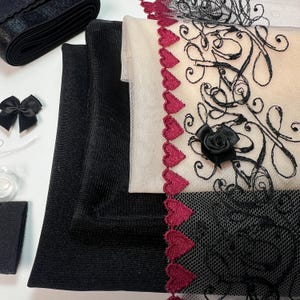 Black  Bra Making Kit | Embroidered Tulle Lace Non Stretch | Bra Sewing |  Bra Kit | Bralette DYI Kit | Lace and Mesh Bra Making