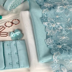 Bluebell Bloom  Bra Making Kit | Embroidered Tulle Lace Non Stretch | Bra Sewing |  Bra Kit | Bralette DYI Kit | Lace and Mesh Bra Making