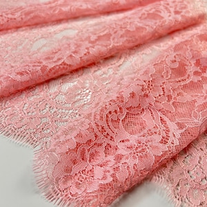 3 m lang geschnitten - Eyelash-Lace | Babyrosa | Spitze ca 3m lang | Chantilly-Spitze | 10 Zoll / 26 cm breit | Nicht dehnbare Spitze