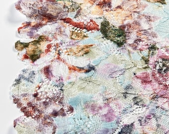 Watercolor Garden | Printed Floral Lace | Premium Nylon Stretch Lace by the Yard | Lace for DIY Bra Sewing Projects | 19 cm/7.5inch