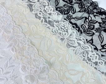 Stretch Lace | Delicate Lace | Lace trim by yard | Lace for Sewing | Lace for DIY Bralette | Stretch Lace Trim | 6 inches | 15 cm wide lace