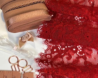 DIY Lingerie Kit – Stretch Lace Bralette & Panties Sewing Kit | S–XXL | Make Your Own Underwear Set | Lace,  Elastics and Hardware Kit