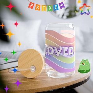 Pride Collection of Sipper Glass, Cute Loved Rainbow flag Designs - Eco-Friendly Drinkware